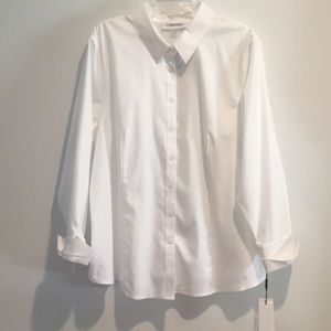 NWOT Calvin Klein Plus White Non-Iron Easy Care Button Down Suit Shirt size 18W